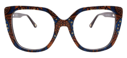 blue and gold vontelle rwanda glasses