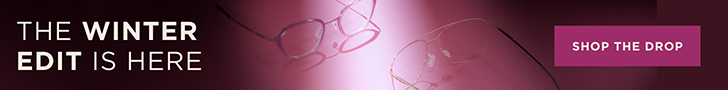 banner with picture of glasses and the words: the winter edit is here. Shop the drop 