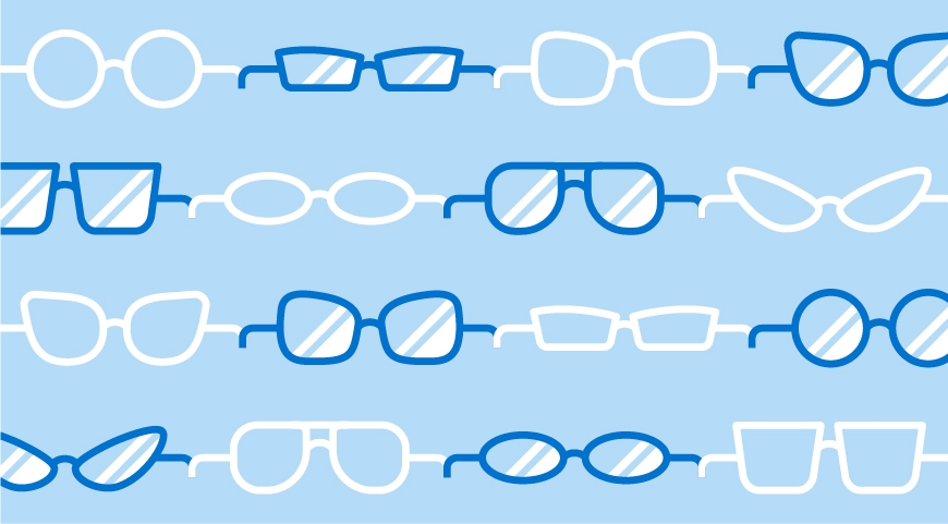 illustration of many glasses frames