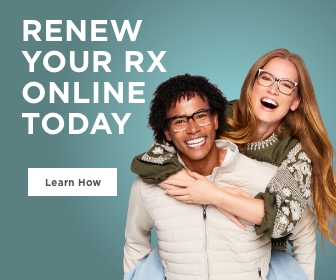 man and woman wearing glasses beside the words RENEW YOUR RX ONLINE TODAY
