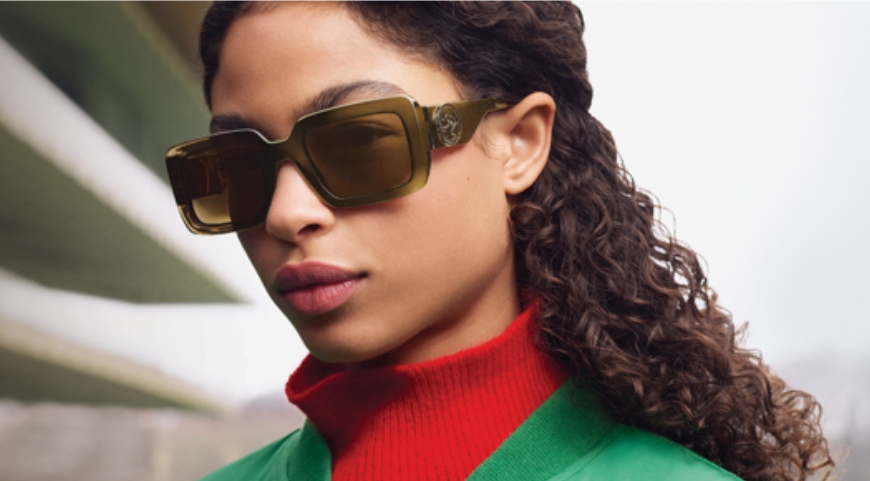 Woman wearing Jewel tone sunglasses